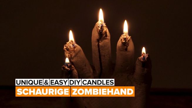 DIY Halloween-Kerze: Zombiehand